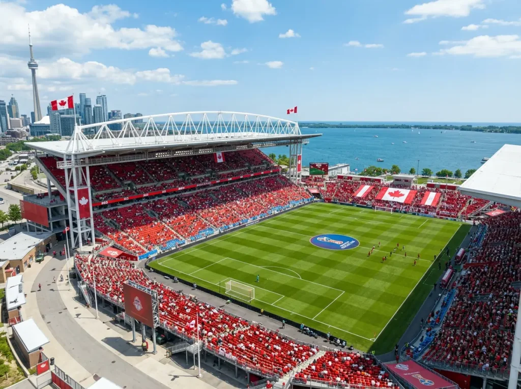 BMO Field stadium in Toronto prepared for World Cup 2026 matches
