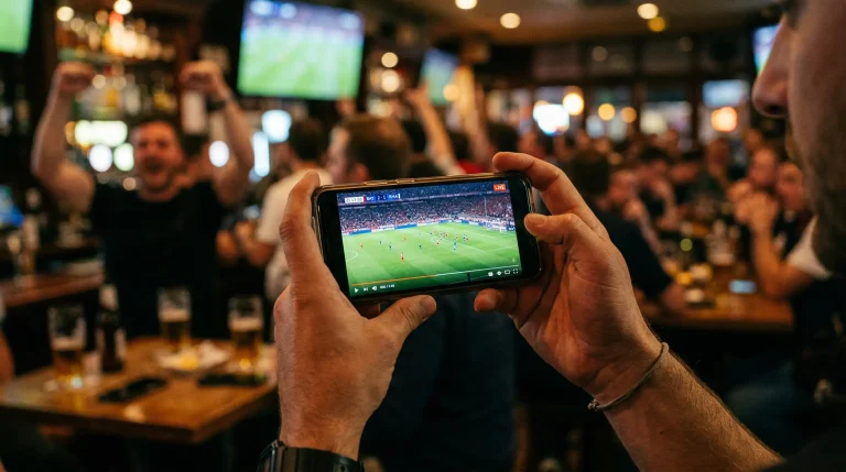 Soccer betting slip and match odds display on a digital screen